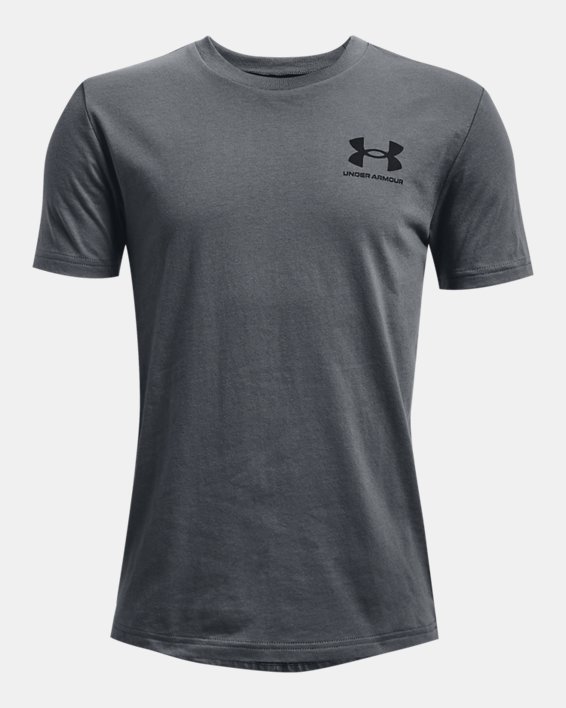 Boys' UA Sportstyle Left Chest Short Sleeve in Gray image number 0